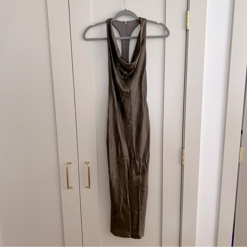Cushine Women’s Mink Brown Cowl Neck Sleeveless Dress Size